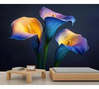 Calla Lily Mural Still Life Florals Wallpaper Flowers Wall Mural Giant 3D Wallpaper Commercial Scale Coffee Shop Lounge Gallery (Non-self-Adhesive)