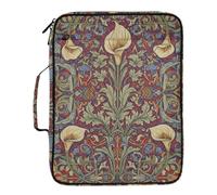 Calla Lily Red Blue William Morris Pattern Expandable File Organizer 7 Pockets A4 Letter Size with Zipper Closure for Office File Pocket Folders para guardar