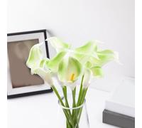 Calla Lily Silk Flower Bouquet for Wedding Ceremony Decor Home Office Living Room Table Centerpiece Real Touch Faux Floral (Green)
