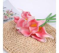 Calla Lily Silk Flower Bouquet for Wedding Ceremony Decor Home Office Living Room Table Centerpiece Real Touch Faux Floral (Deep pink)