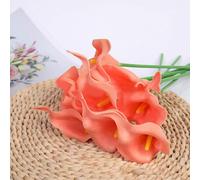 Calla Lily Silk Flower Bouquet for Wedding Ceremony Decor Home Office Living Room Table Centerpiece Real Touch Faux Floral (Apricot)