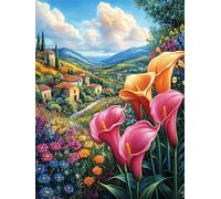 Calla Lily Village Landscape 1000 Piece Complete DIY Jigsaw Puzzle Mitos Fantástico Collectors Mind Relaxation Educational Decorative Puzzle Gifts for Adults Recycled Cardboard 1000 PCS