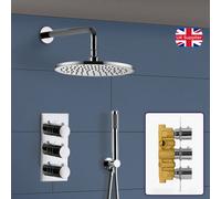 CALLA ROUND CONCEALED 2 WAY 3 DIAL THERMOSTATIC VALVE SHOWER HEAD AND HANDSET