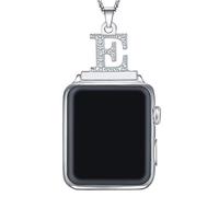 callancity Watch Jewelry Necklace Pendant Adapter 26 Alphabets Watch Strap Neckband Handmade Replacement Accessories Connector Wearable (Silver, 42/44mm-Alphabet E)