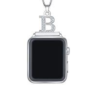 callancity Watch Jewelry Necklace Pendant Adapter 26 Alphabets Watch Strap Neckband Handmade Replacement Accessories Connector Wearable (Silver, 38/40mm-Alphabet B)