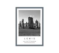 Callanish Standing Stones Travel Print Lewis (Scotland) Wall art Black and white Poster A2 Print in Grey frame 46 X 63cm (17.7x24.8inch)