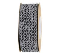 CALLARON 1 Roll Silver Mesh Ribbon Made of Polyester, Easy Shape and Bendable Bow-Knot Ribbon for Handmade Cards, Wedding Decorations, and DIY Craft Supplies, 5 Yards Length