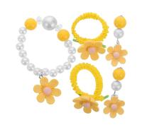 CALLARON 1 Set Daisy Bracelet Set for Floral Jewelry Collection with Elastic Hair Tie and Earrings Comfortable and Lightweight Accessories for Weddings and Playtime