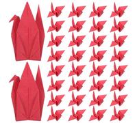 CALLARON 100pcs Red Origami Cranes Handmade Paper Crane Art for Wedding Decorations, DIY Baptism and Birthday Party, 10x10cm Hanging Lucky Origami Crafts for Room and Event Decor