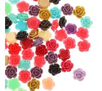 CALLARON 100pcs Resin Rose Loose Bead Charm Handcraft Beads Delicate Flower Shape Assorted Color for DIY Bracelets Making Jewelry Decoration Random Color