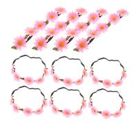CALLARON 10pcs Artificial Flower Hairband Daisy Hair Wreath for Women Pink Simulation Flower Design Headband for Bridal Party Festival Garlands Decorations