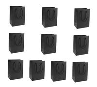 CALLARON 10Pcs Black Kraft Paper Tote Bags and Treat Bags for Parties for Candy Snacks and Takeout Packaging
