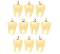 CALLARON 10pcs Decorative Tooth Pendant, Resin Tooth Shape Charm, Cute Dangle with Jump Rings, Funny Teeth Pendant, Gothic Halloween Statement Charm for Necklace Bracelet Keychain Earring Craft