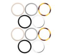 CALLARON 10pcs Round Plastic Purse Handles for Crochet Bags Acrylic Woven Bag Handle Rings in Black Ivory Leopard and Grey Handbag Replacement Grips for DIY Tote