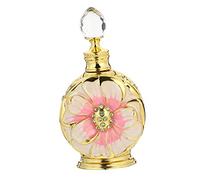 CALLARON 12ml Rose Pattern Essential Oil Container Glass Bottle Pink Perfume Vials Cosmetic Bottle Mini for Travel and Diy Aromatherapy