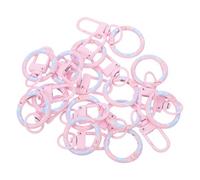 CALLARON 14pcs Donut U-Shaped Spring Loaded Swivel Key Hooks in Light Pink - Circle Keychain Rings for Dog Collar, Purse Charms, and DIY Jewelry Making