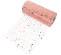CALLARON 15cm X 25 Yards Rose Gold Hexagon Sequin Gauze Ribbon Roll for Decoration, Craft Wrapping, Party Tulle Fabric, Decorative Tulle Roll for Wedding and Event Embellishments