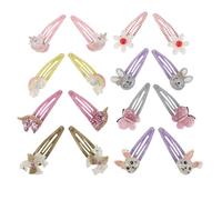 CALLARON 16pcs Snap Hair Clips Set - Unicorn, Butterfly, Rabbit, Rainbow Flower Designs - Decorative Side Bangs Barrettes for Little ’ Birthday and Everyday Hair Accessories