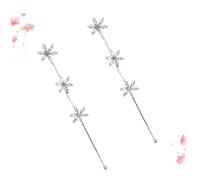 CALLARON 1Pair Crystal Snowflake Dangle Earrings for Women Silver Allergy Jewelry Elegant Long Tassel Design for Birthdays Anniversaries and Weddings