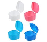 CALLARON 1set Portable Denture Container Convenient Household Cases for Dentures Retainers and Mouth Guards Durable Material for Easy Travel and Clean Storage 4pcs