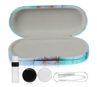 CALLARON 1Set Portable Double Eyeglass Case Multi Use Holder Durable PU Flocking Cloth Design for Travel Compact Storage for Glasses Lenses for Outdoor