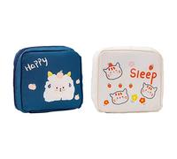 CALLARON 1set Womens Convenient Sanitary Pad Storage Bags Durable Pouch for Menstrual Napkins Lightweight and Portable for Organizing Accessories White Navy Blue 2pcs