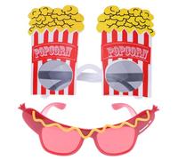CALLARON 2 Pcs Creative Hot Dog Popcorn Party Glasses Unique Cartoon Photo Props for Masquerade Carnival Halloween Wedding Costume Accessories