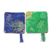 CALLARON 2 Pcs Delicate Blue Cotton and Polyester Guzheng Pipa Nail Tape Storage Bags with Zipper Closure, Small Multipurpose Coin and Guitar Picks Pouches for Everyday Use Random Style