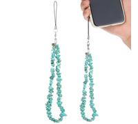 CALLARON 2 Pcs Phone Lanyard Charm Wrist Strap Crystal Stone | Green Beaded Design, Easy Attachment, Secure Wrist Hold, for Id Badge Holders and USB Flash Drives