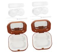 CALLARON 2 Sets Box Case Removal Small - Case Eye Contacts Carrier Contacts Case Holder Portable Carrier Contacts Lenses Case Abs Brown