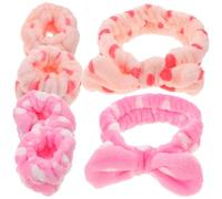 CALLARON 2 Sets Polka Dot Bow Makeup Headbands with Wristbands Spa Face Wash Hairbands for Women and Elastic Soft Head Wraps Keep Hair Back and Arms Dry During Skincare and Bathing