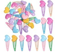 CALLARON 20 Pcs Cute Heart Snap Hair Clips Lightweight Hair Accessories in Cream Color Pink Rose Pink Yellow Lake Blue Purple Comfortable Easy to Use