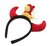 CALLARON 2026 Year of the Horse Red Cartoon Horned Small Horse Headband Plush Animal Hair Hoop for Women Chinese New Year Spring Festival Party Hair Accessories