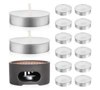 CALLARON 20pcs Compact Smokeless Candles Small Candle Lightweight with Metal Ring Artistic Atmosphere Practical Smokeless for Tea Cooking and Home Party Decoration