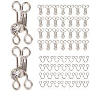 CALLARON 20pcs Metal Sewing Hooks with Diamond Shirt Buttons Clothes Closure Hook Invisible Fasteners for Garments DIY Clothing Accessories