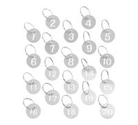 CALLARON 20pcs Number Tags Numbered Key Chains Stainless Steel Round Stylish Hollow Design Resistant to Wear Convenient Sorting for Personal Use and Professional Settings
