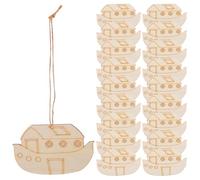 CALLARON 20pcs Unfinished Wooden Noah’s Ark Craft Cutouts with Ropes, DIY Wooden Boat Hanging Ornaments for Nautical Home Decor and Painting Projects