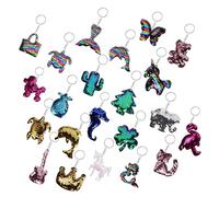 CALLARON 22pcs Sequin Keychain Double-Sided Glitter Key Rings for DIY Crafts Bag Accessories and Party Favors Birthday for Boys and Girls and Adults