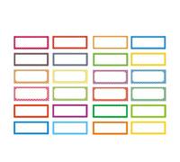 CALLARON 24pcs Magnetic Dry Erase Name Plate Labels Set, Reusable Writable Whiteboard Stickers Border, Solid and Dot Patterns, Fridge and School Subject Tags for Classroom and Office