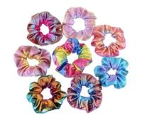 CALLARON 24pcs Metallic Rainbow Stretch Hair Ties Two Color Gilding Hair Bands Ponytail Holders for Women Eye Catching Blue Brown Yellow Rose Red