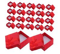 CALLARON 24pcs Red Jewelry Box Elegant Butterfly Bow Design for Earrings Pendants and Necklaces Packaging for Anniversaries Weddings and Birthdays