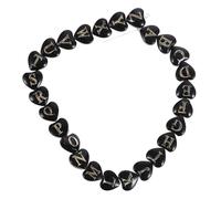 CALLARON 26pcs 8mm Black Glass Heart Alphabet Beads DIY Initial Bracelet Charms Flat Round Shell Pendants for Necklace Jewelry Making Accessories