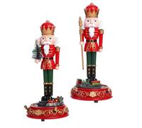 CALLARON 2pcs 2pcs Christmas Nutcracker Figurines - Nutcracker Soldier Music Box with Wind up Spinning Train - Holiday Table Centerpiece for Home Tabletop Mantel Shelf