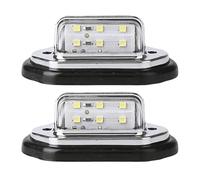CALLARON 2pcs 6led Universal Car License Plate Lights with White Light, Chrome Housing, 12-30v, Rear Plate Lamps for Trucks and Cars