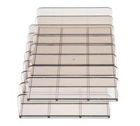 CALLARON 2pcs Acrylic Cash Tray with Multiple Compartments Large Grey Cash Register Drawer Insert Organizer for Office and Classroom Money Storage