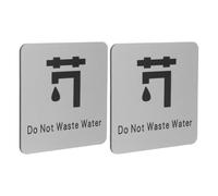 CALLARON 2pcs Aluminum Save Water Signs Self Adhesive Kitchen and Bathroom Conservation Labels for Sink Warning and Water Saving Reminder