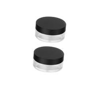 CALLARON 2Pcs Anti-leakage Loose Powder Containers with Double-sided Elastic Mesh Black Empty Makeup Case with Mirror and Puff for Cosmetic Storage and Travel