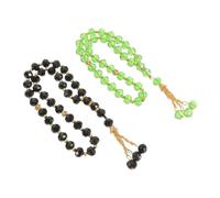 CALLARON 2pcs Beads Islamic Prayer Tasbih Glass Rosary for Men Women Dual Color Black Green Muslim Worship Beads Necklace Stylish Spiritual Accessory for Daily Devotion and Ramadan