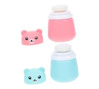 CALLARON 2pcs Body Powder Puff Box Bear Shaped Portable Talcum Container with Leak Design Soft Puff for Travel Friendly