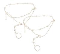 CALLARON 2pcs Boho Pearl Ankle Bracelet Lightweight Breathable Foot Chain for Women Summer Beach Wedding Casual Barefoot Sandals Jewelry